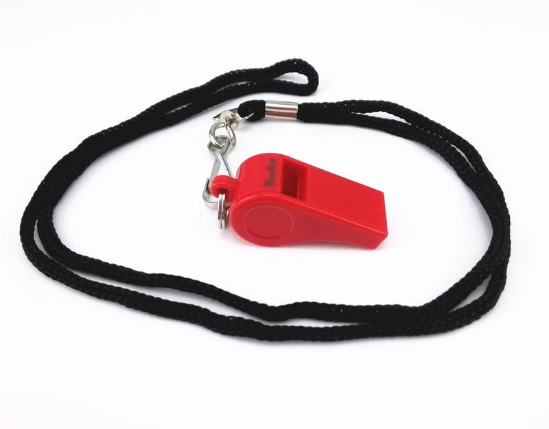 yueton Plastic Coach Whistles with Lanyard, Pack of 6 (Red) - Image 5